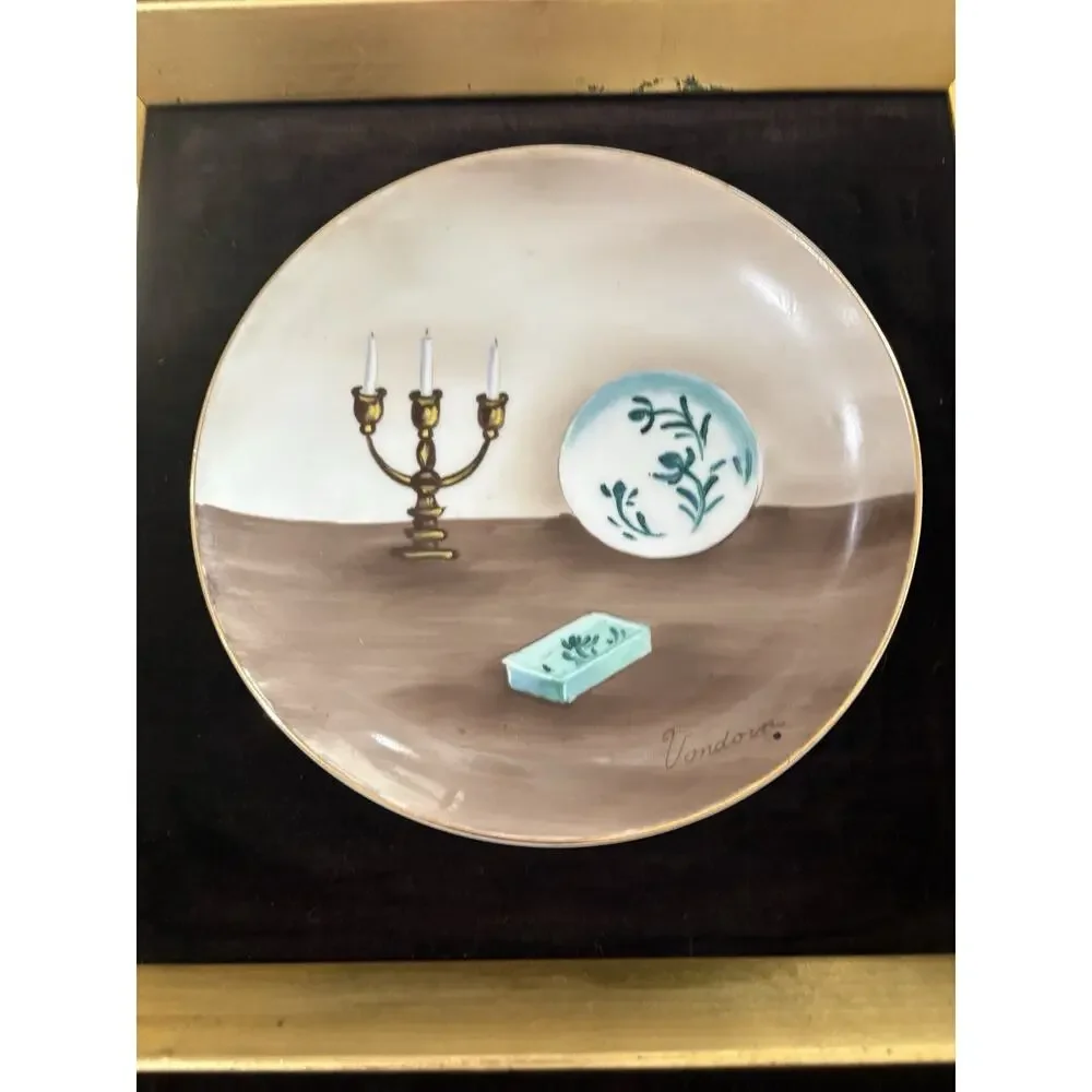 (2) Vintage Andrea Sadek Gold Framed Decorative Plates Still Life Wall Art MCM